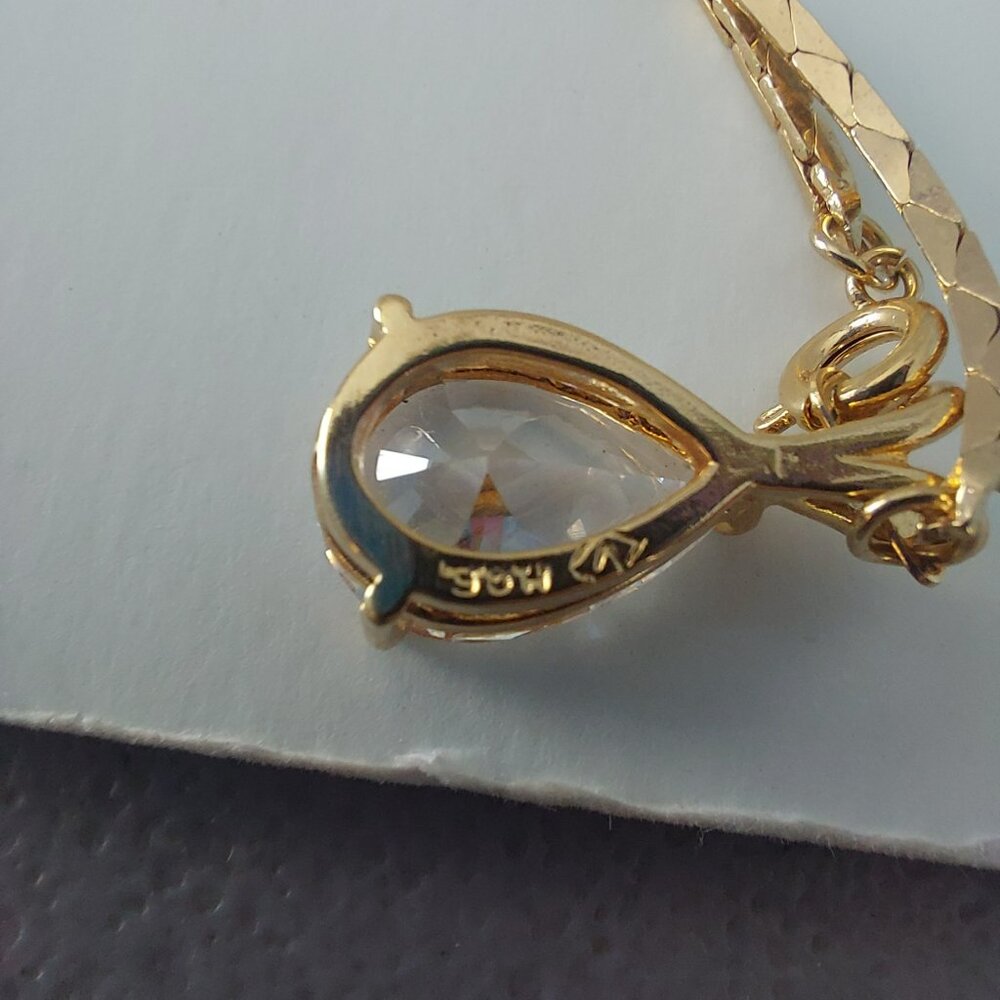 Vargas H.G.E. Faux Diamond Tear Drop Necklace Vintage 1940's 17 Inches - Picture 7 of 11
